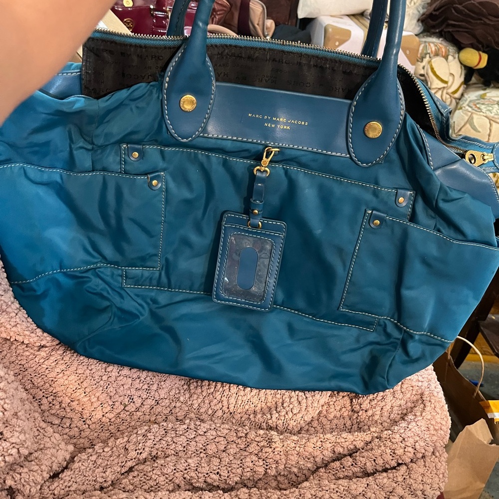 Marc By Marc Jacobs Blue Tote with Leather Handles